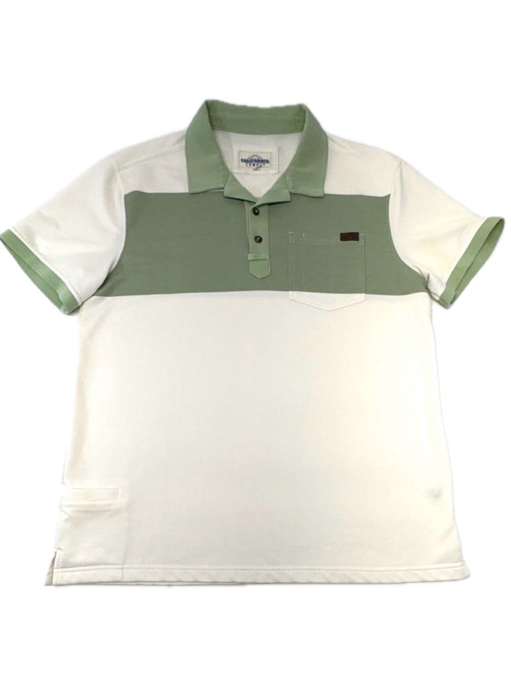 California Cowboy Surf Stripe Polo Shirt White Sand Sagebrush Mens Size Large